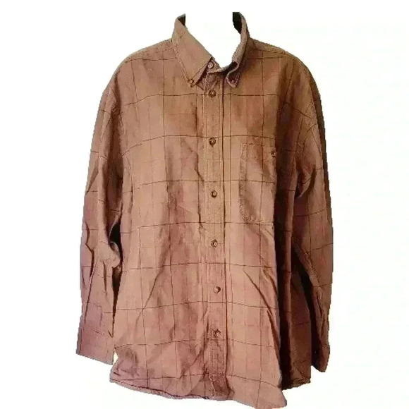 Orvis Brown Plaid Shirt Long Sleeve Brown Button Down Mens Size Large - Picture 1 of 10
